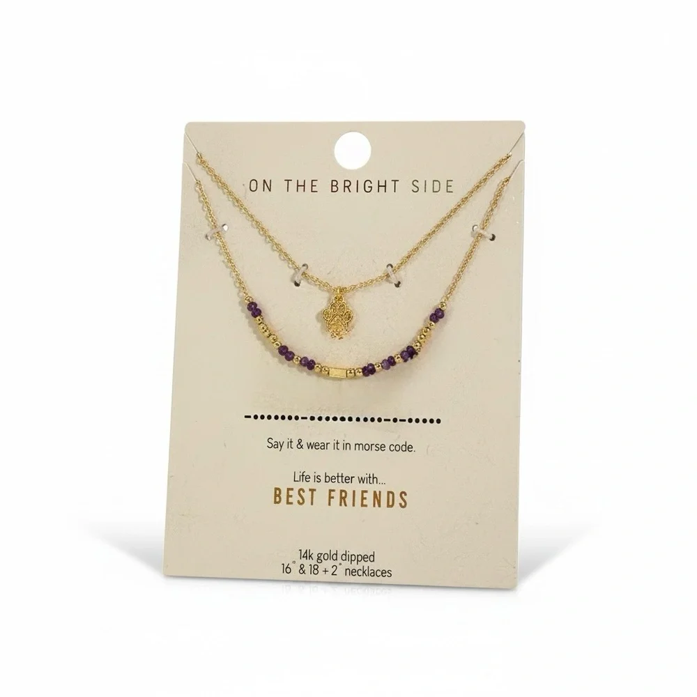 On The Bright Side Set of‎ 2 Necklaces **Best Friends in Morse Code Necklace Set